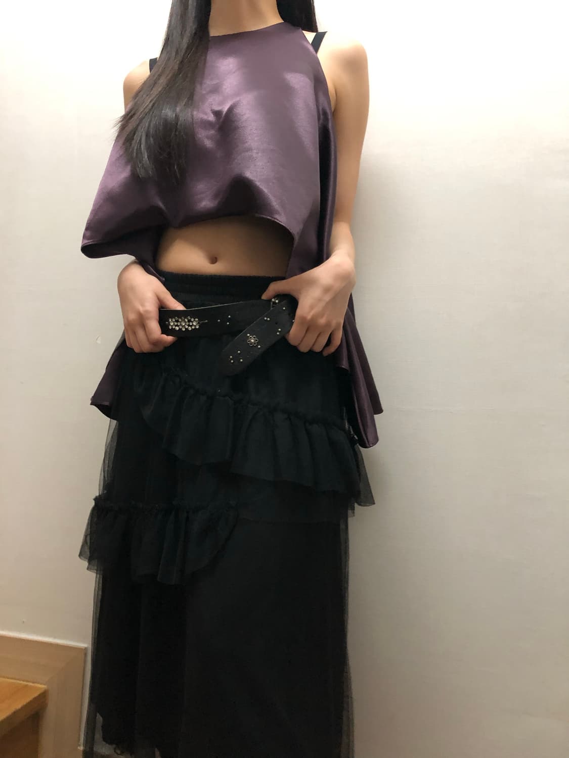 빈티지 퍼플 새틴 탑 상품이미지2
