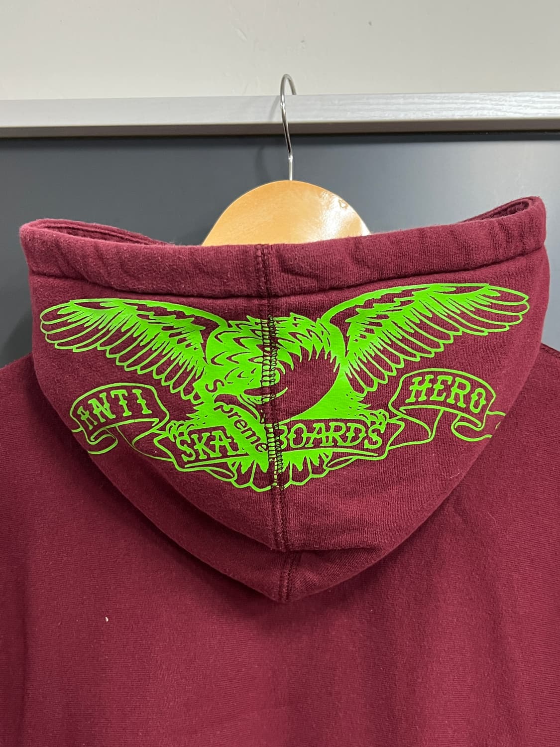 16ss Supreme 슈프림 안티히어로 버건디 기모 풀오버 후드티 상품이미지5