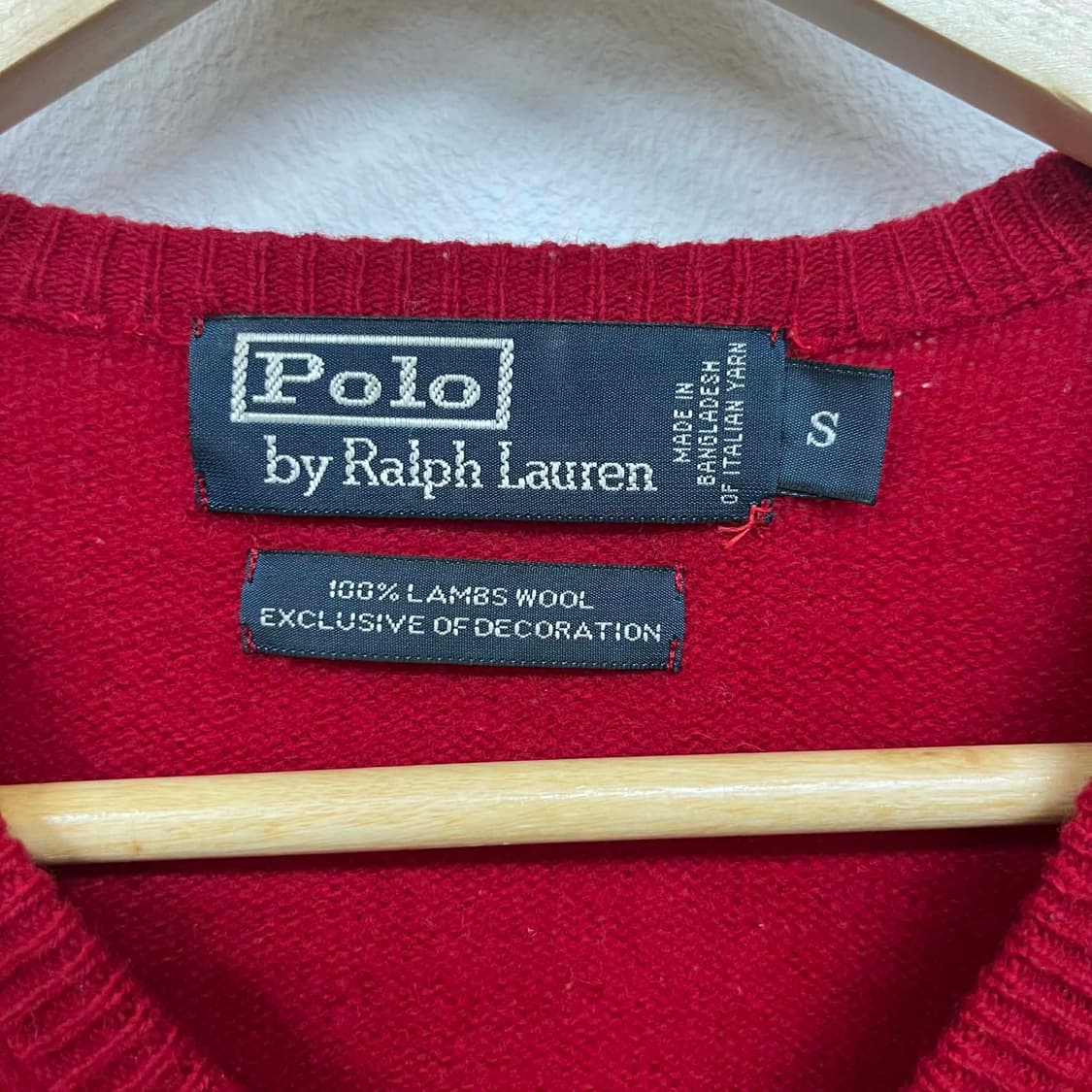 폴로 랄프로렌 딮버건디 램스울 브이넥 니트(S) 상품이미지6