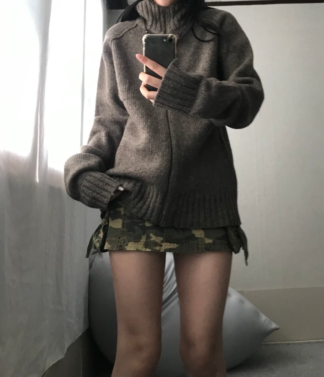 디젤 카키브라운 보카시 하이넥 니트집업 상품이미지3