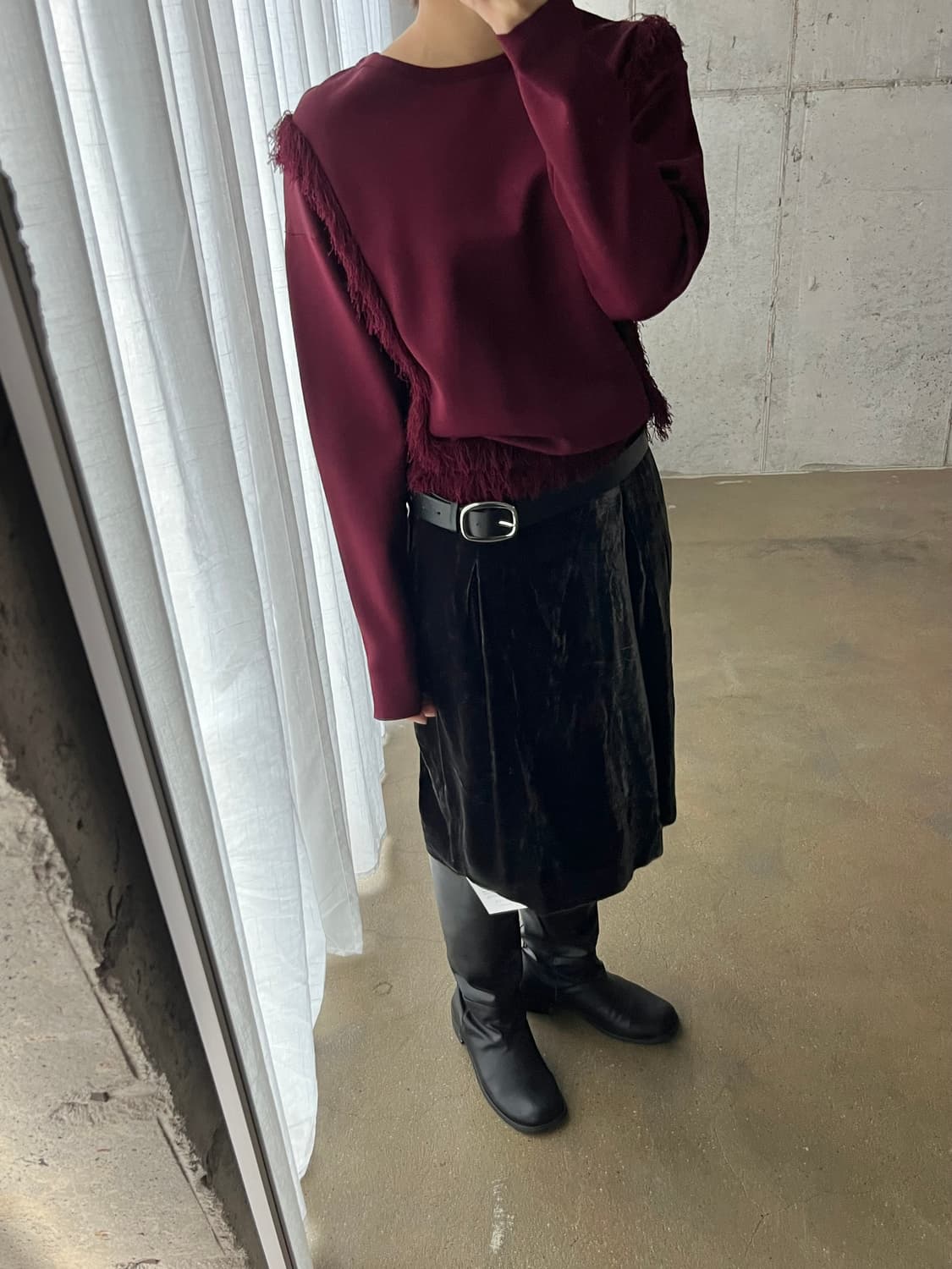 des pres 벨벳 스커트 브라운 상품이미지6