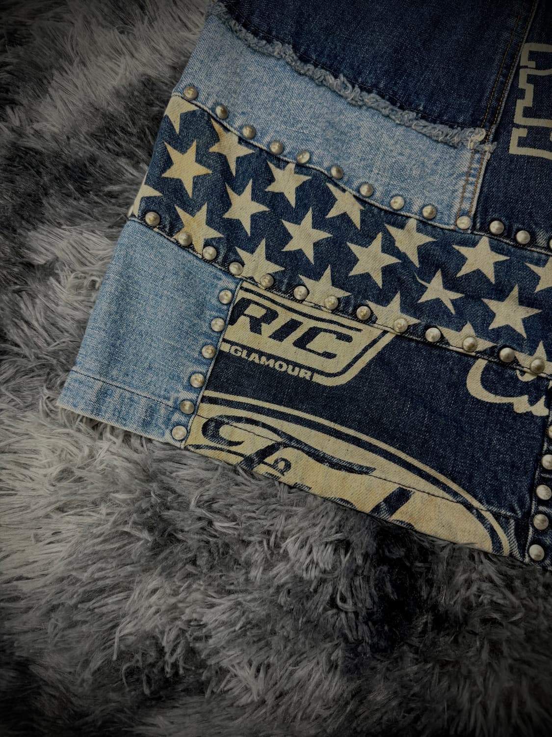 Hysteric Glamour 스터드 & 레이스업 패치워크 데님 스커트 상품이미지7