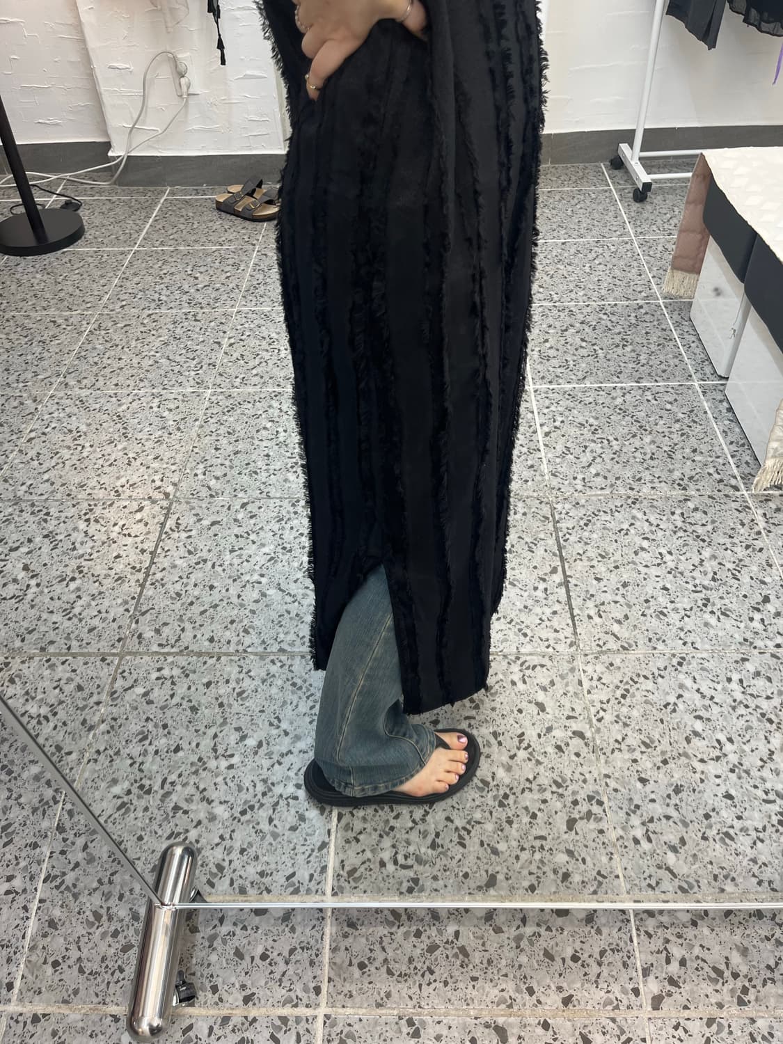 라인 포인트 블랙 롱 원피스 상품이미지6