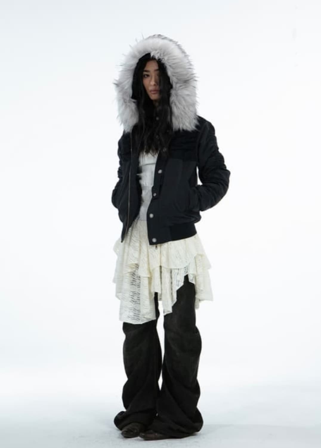 테스트메커니즘 더블펀치 double punch 밍크 퍼 패딩 블랙 S 상품이미지1