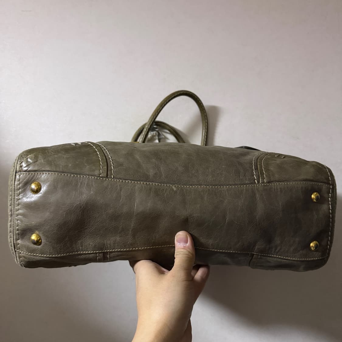 프라다 비텔로 샤인 빈티지 레더 토트백 상품이미지5