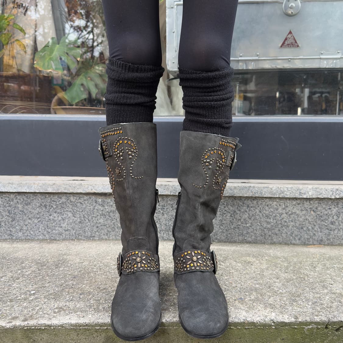 00s 빈티지 퀸비 올 스웨이드 블링 부츠 상품이미지7