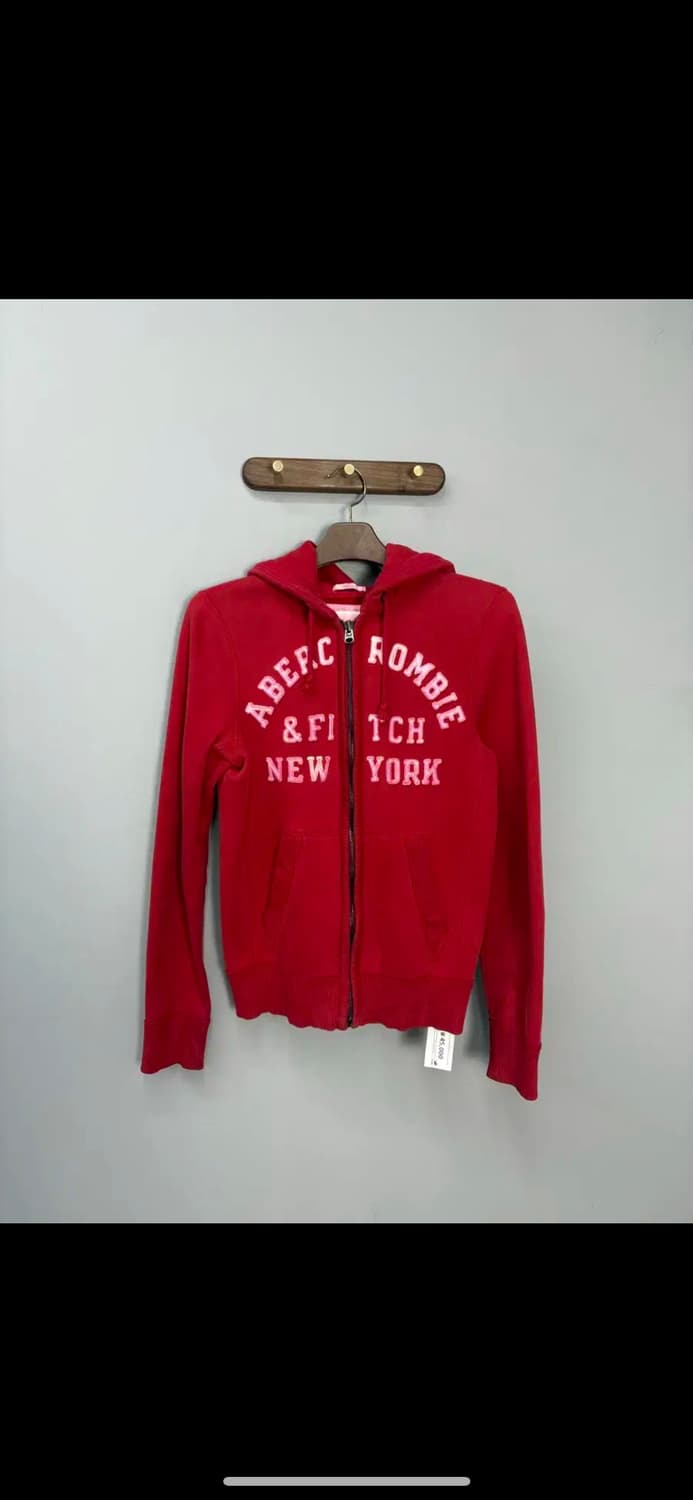 아베크롬비 레드칼라 스펠아웃 빅로고 후드집업 H1156 상품이미지2