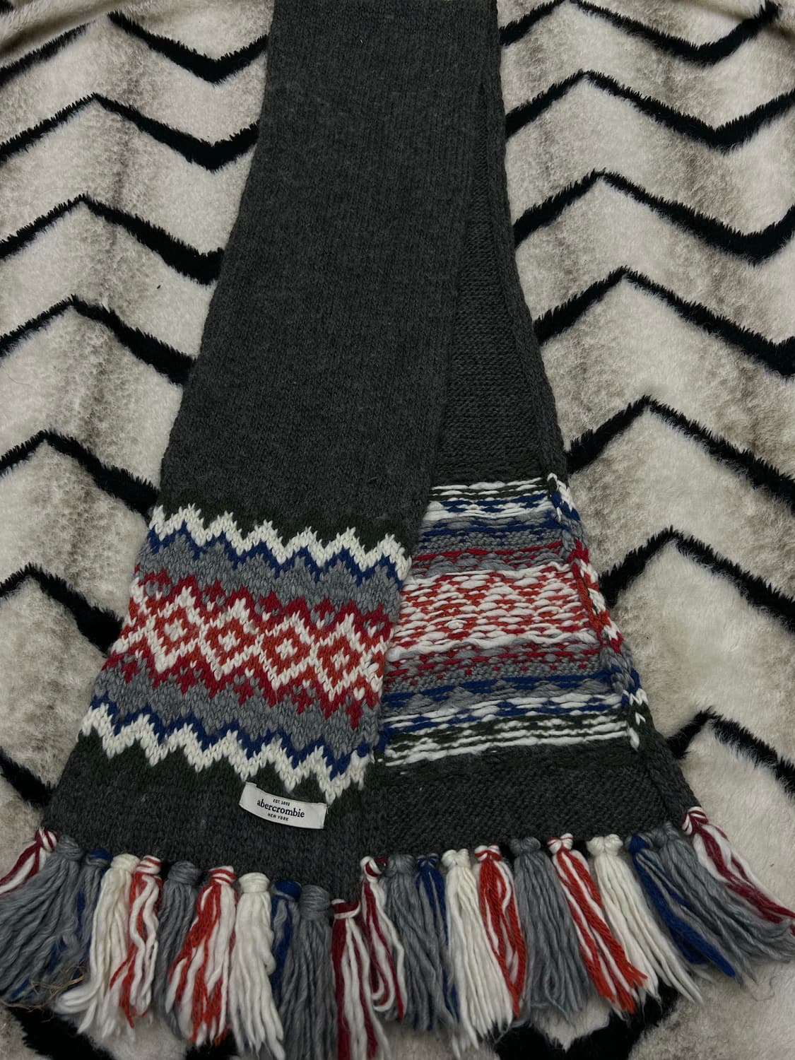 아베크롬비 패턴 울 롱 머플러 상품이미지2