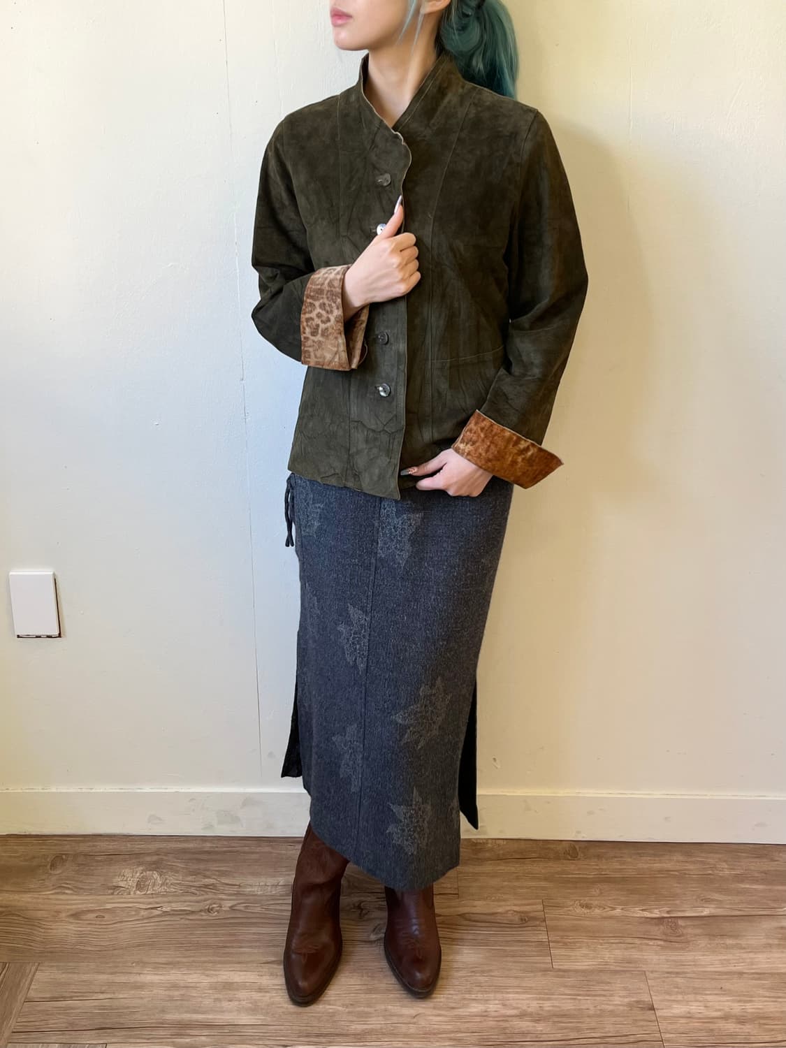 Cizenne 올리브 레오파드 피그스킨 자켓 상품이미지5