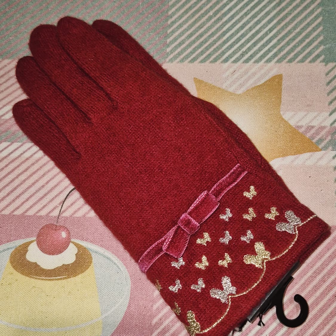 06s 안나수이 버건디 나비 앙고라&울 장갑 상품이미지10