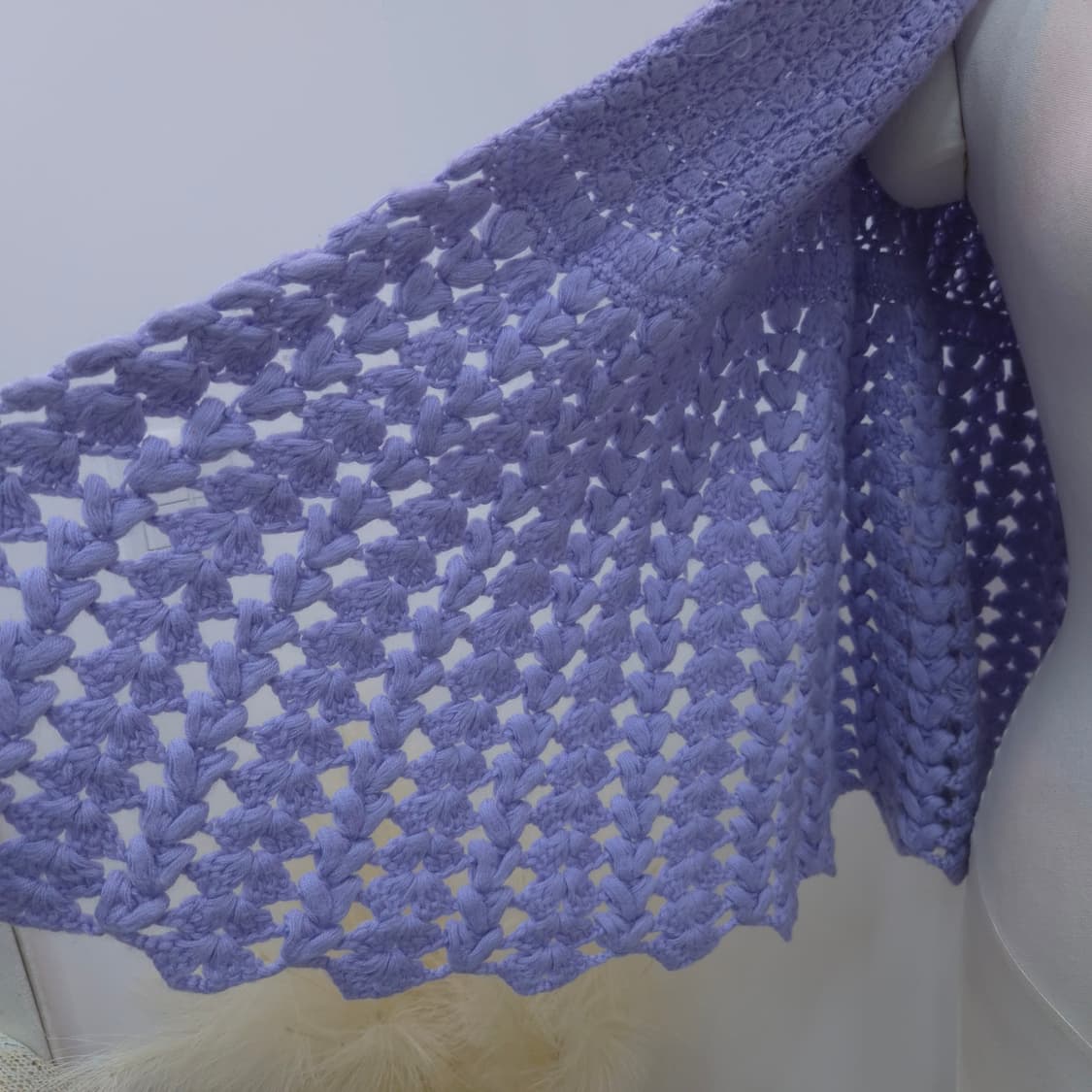 일본제 라벤더 뜨개 니트 숄 상품이미지4