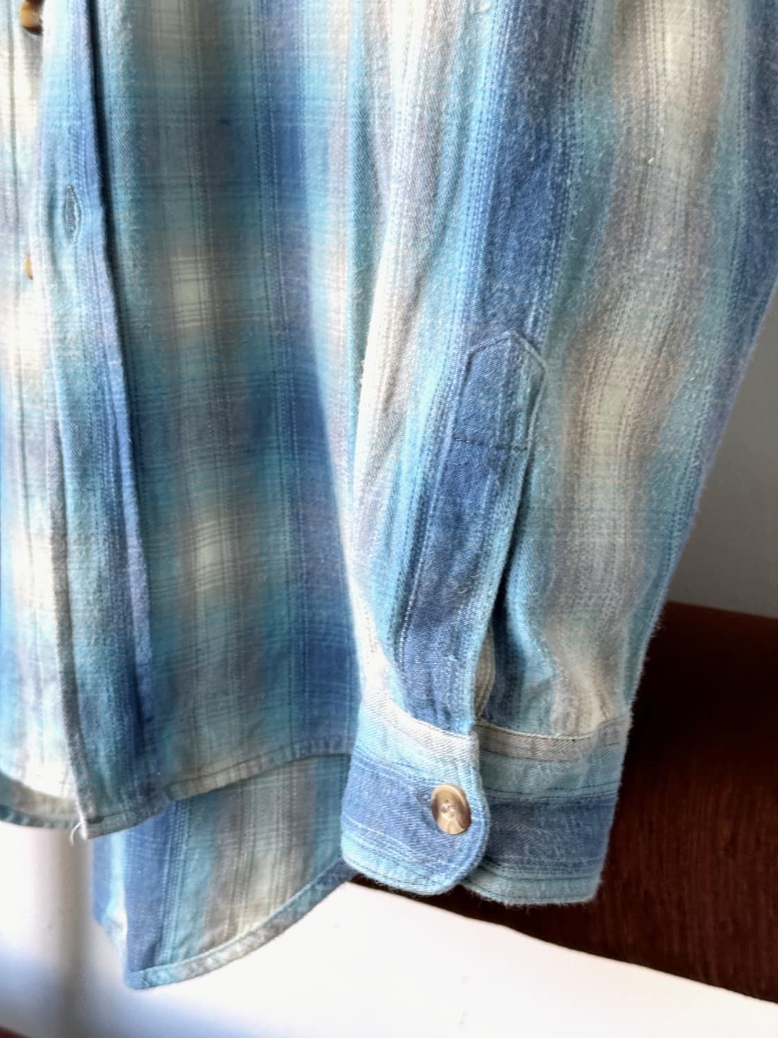 Cotton woven nel check wide shirt 상품이미지7