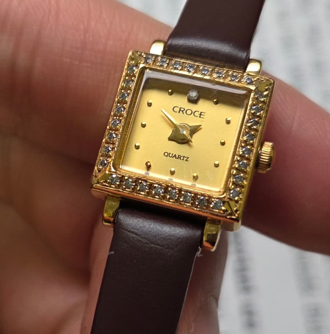 빈티지 크로체(CROCE) 미니탱크 골드다이얼 쿼츠 여성용 
 상품이미지4