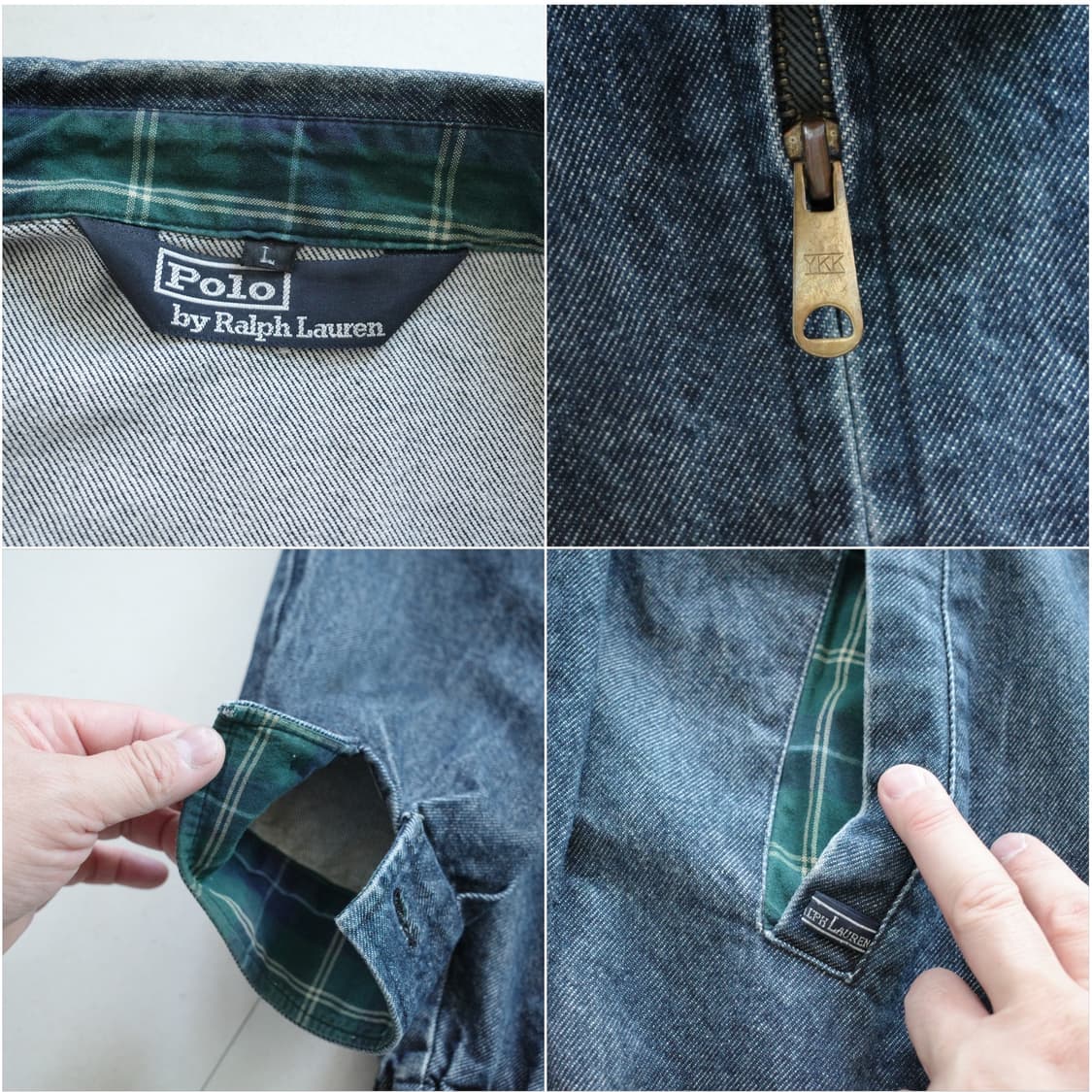 90s 폴로 랄프로렌 데님 해링턴 자켓 (체크 라이닝) 상품이미지5
