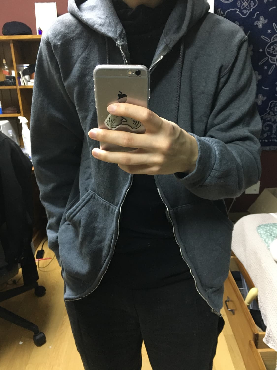 빈티지 러셀 에슬레틱 후드집업 다크그레이 M 상품이미지3