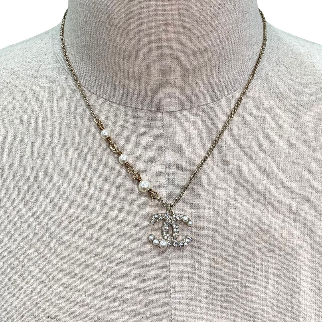 샤넬 크리스탈 진주 롱&숏 골드 목걸이 상품이미지2