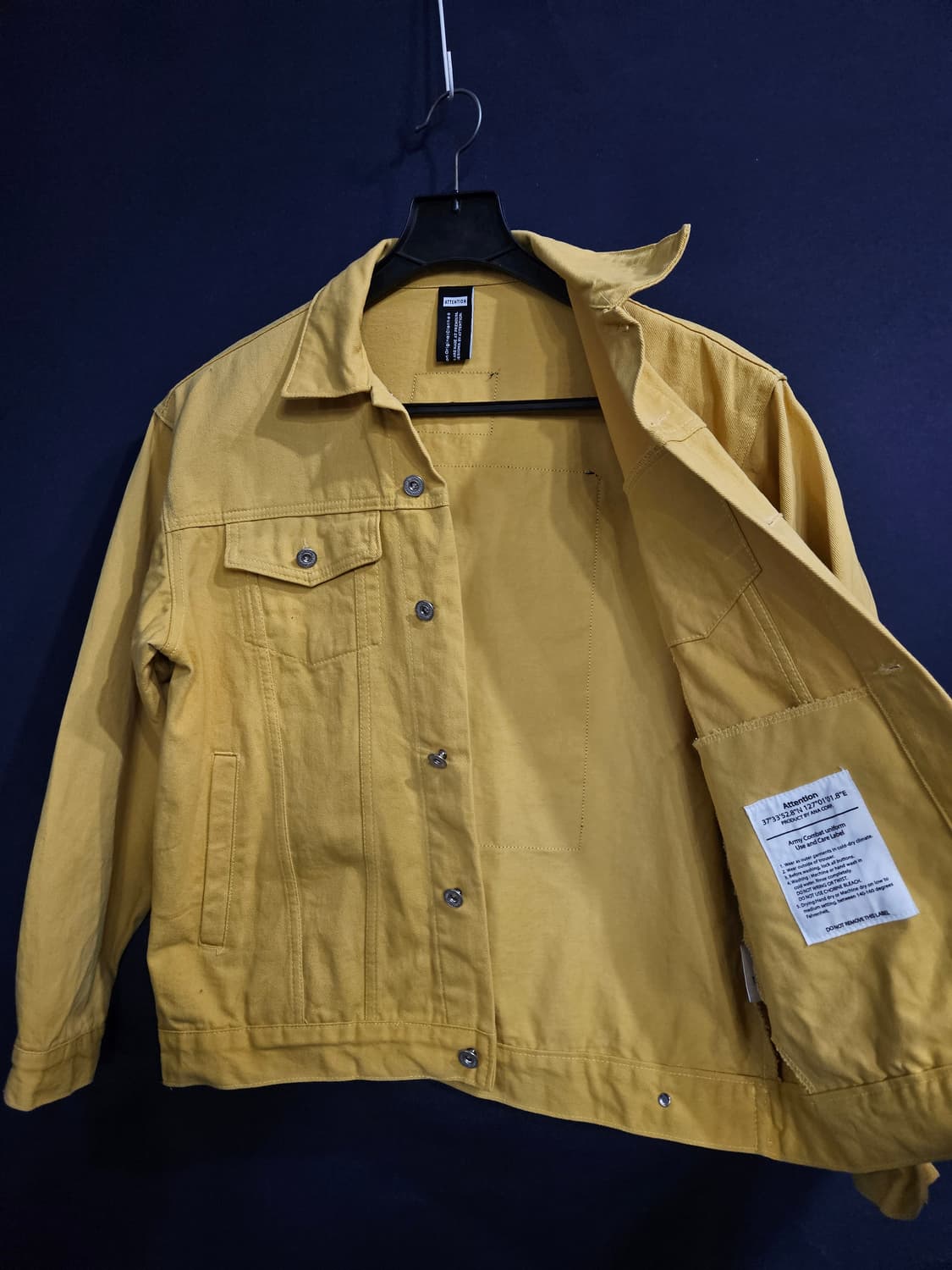 ATTENTION 옐로우 남성 세미오버핏 95~100 데님자켓 상품이미지8