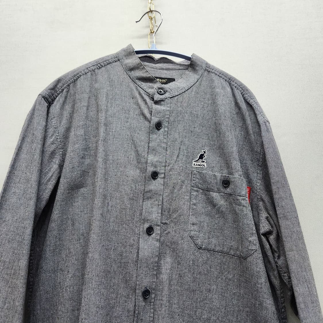 캉골 로고 원포켓 스트라이프 헨리넥 셔츠 L(L) 상품이미지2