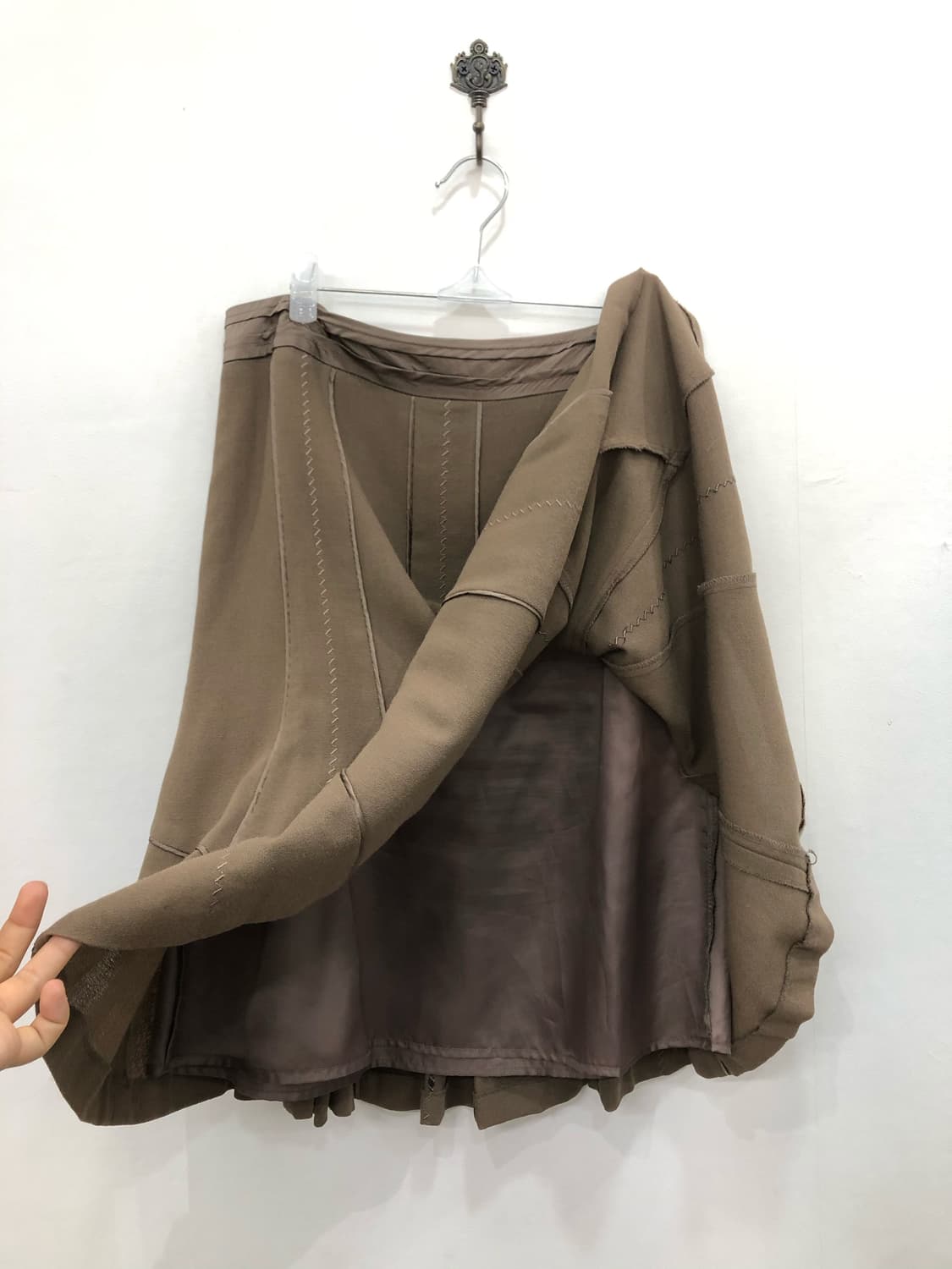 l atte brown panel stitch midi skirt 상품이미지4