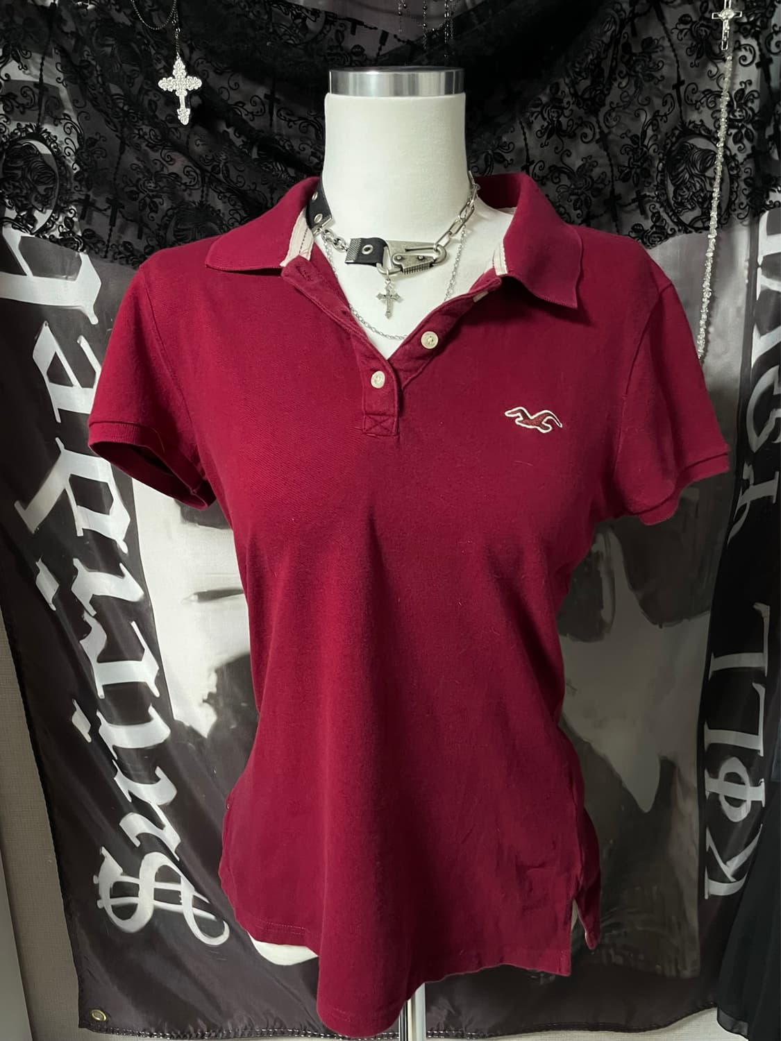 Hollister 00s 홀리스터딱붙반팔슬림카라티y2k오네갸루핀터깔폴로티 상품이미지2