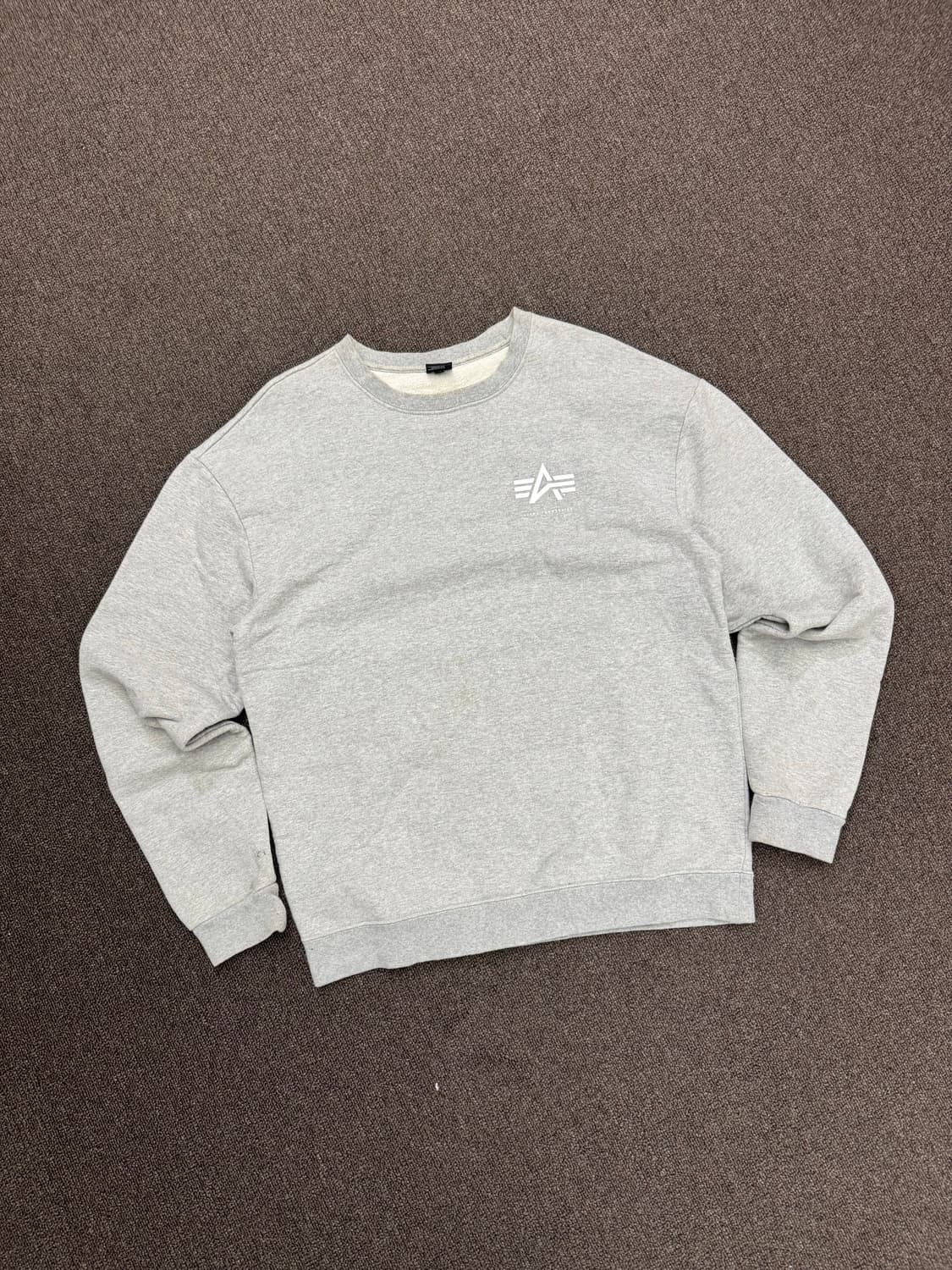M)알파인더스트리 빈티지 로고 프린팅 그레이 스웻셔츠 상품이미지1