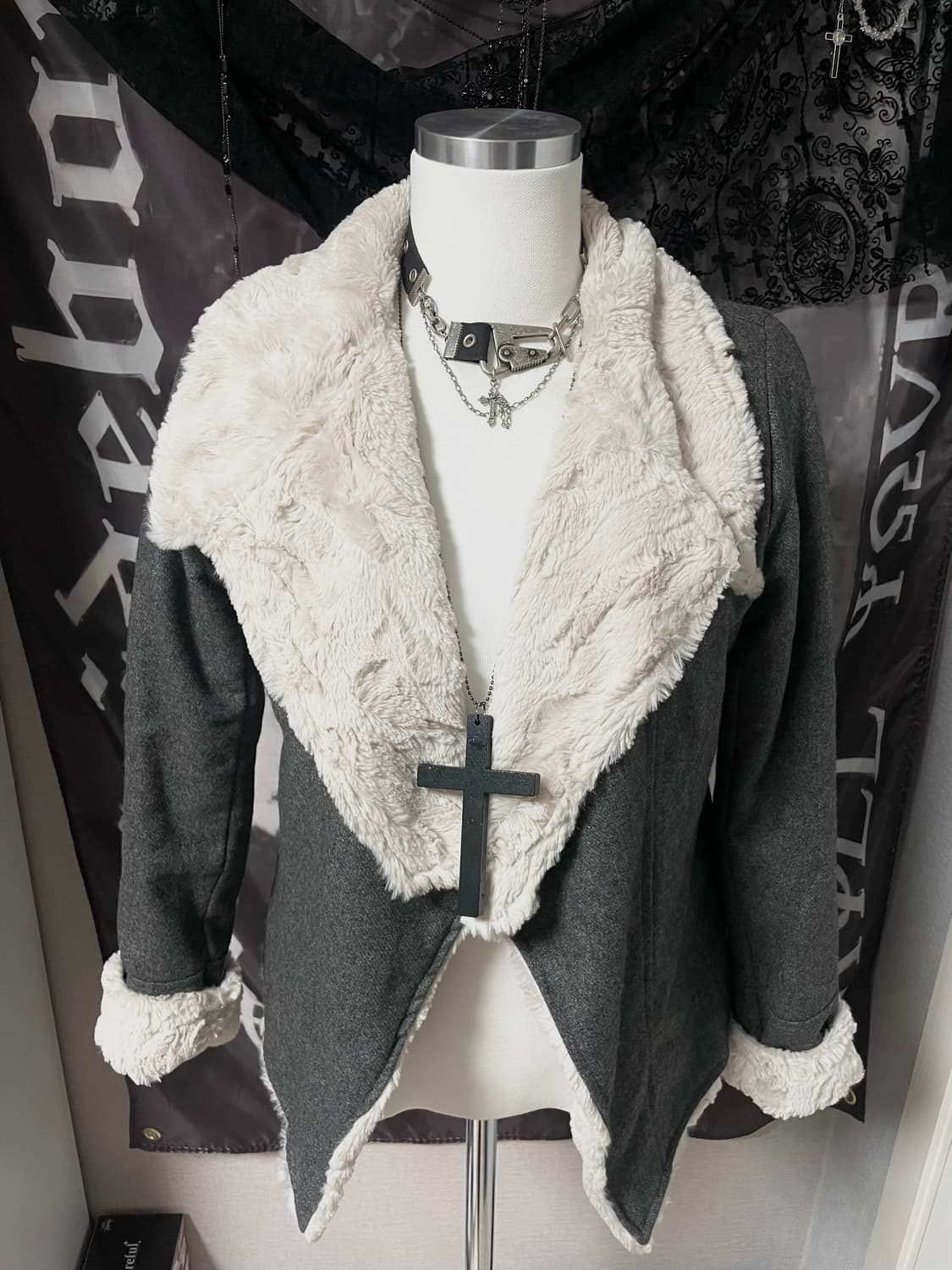 00s 핀터레스트 빈티지오네갸루드레이프퍼무스탕자켓 그런지페어리리즈리사마즈 상품이미지1