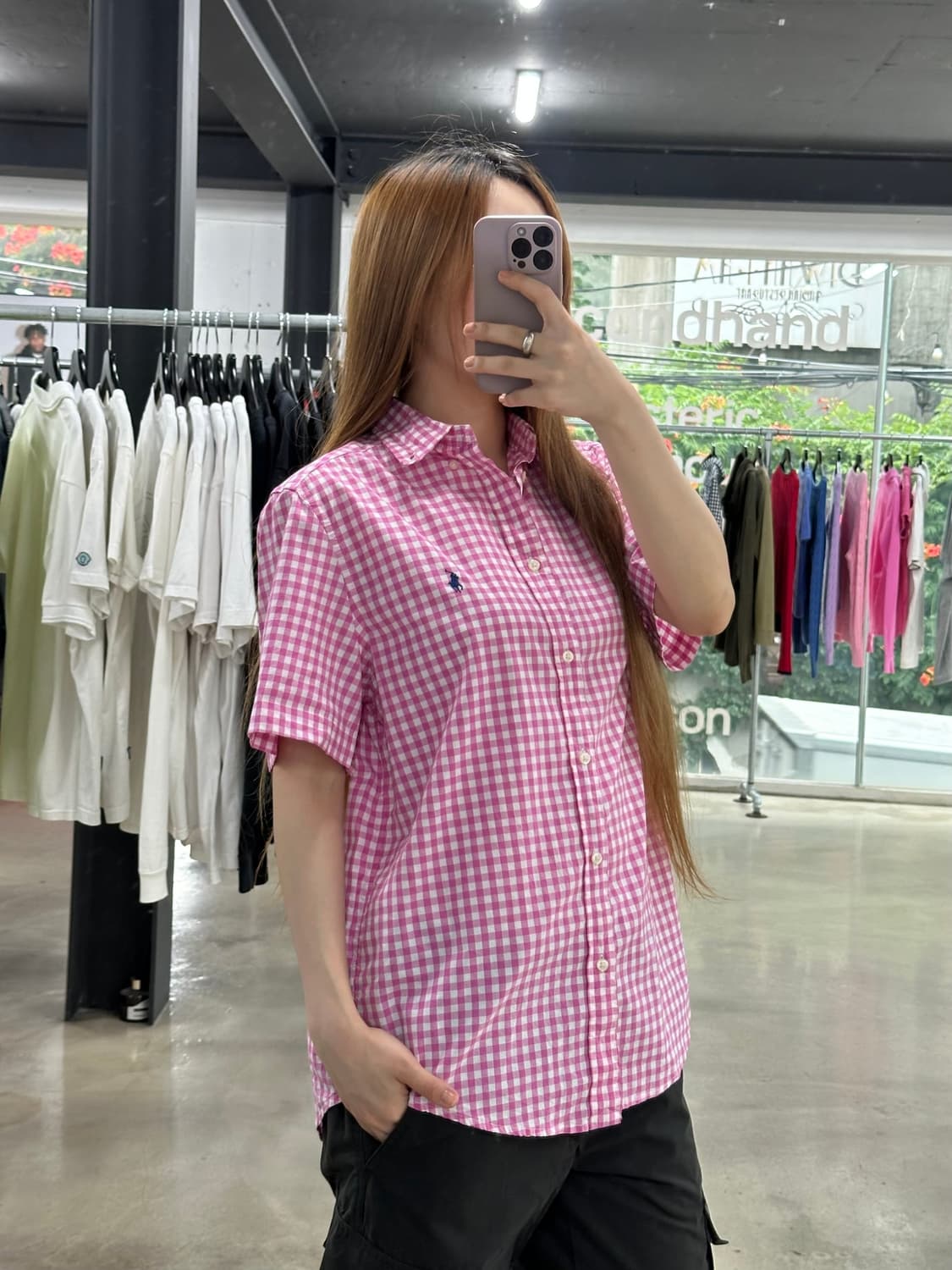 폴로랄프로렌 큐알텍 핑크체크 반팔셔츠 상품이미지1