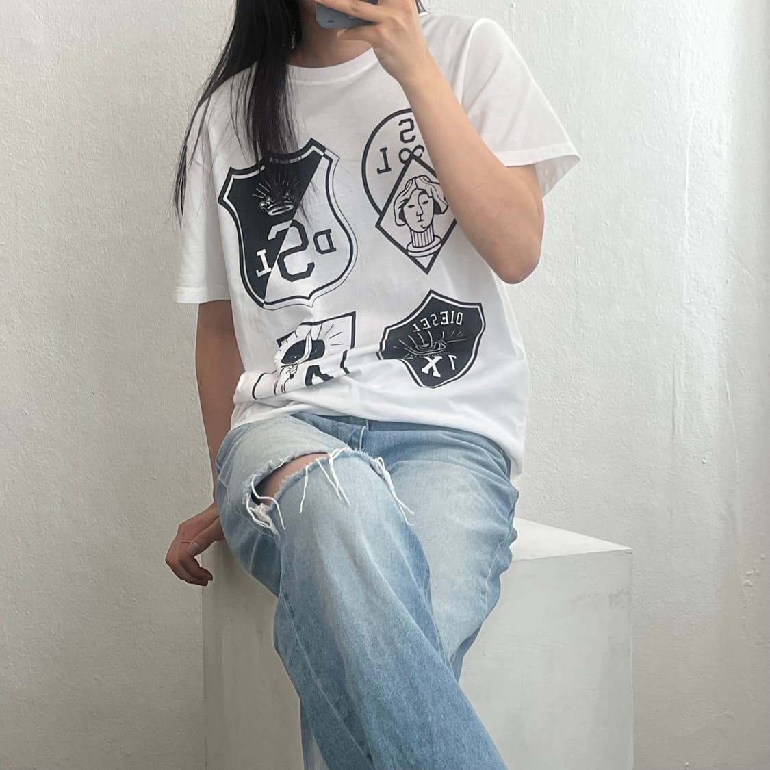 S ) 디젤반팔티 디젤프린팅반팔 A0108 상품이미지1