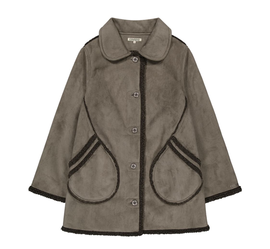 코이세이오 라운드 칼라 스웨이드 재킷 브라운 (무스탕) 상품이미지1