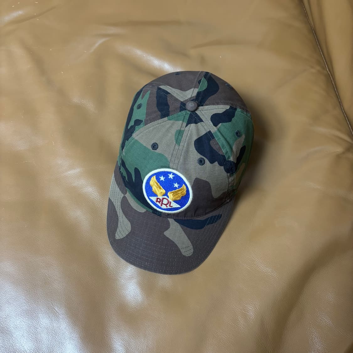 RRL 더블알엘 랄프로렌 폴로 윙로고 6패널 볼캡 모자 우드랜드 카모 상품이미지5