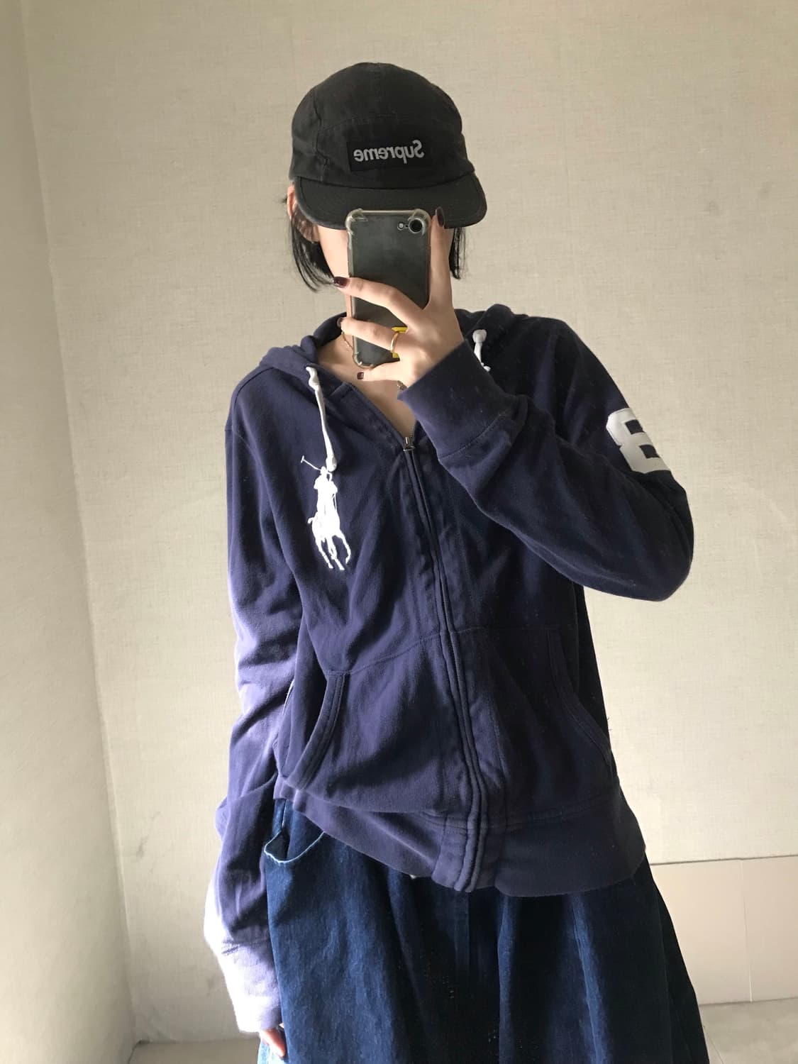 폴로 네이비 빅포니 후드집업 상품이미지2
