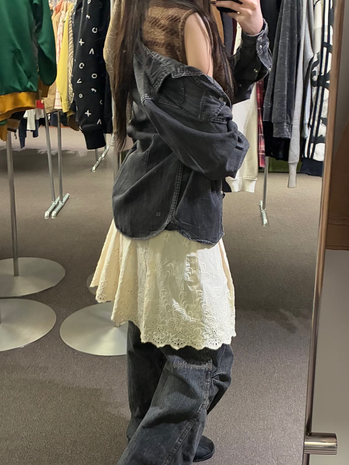 M)Kriff Mayer vintage 여성 흑청 데님 셔츠 상품이미지2