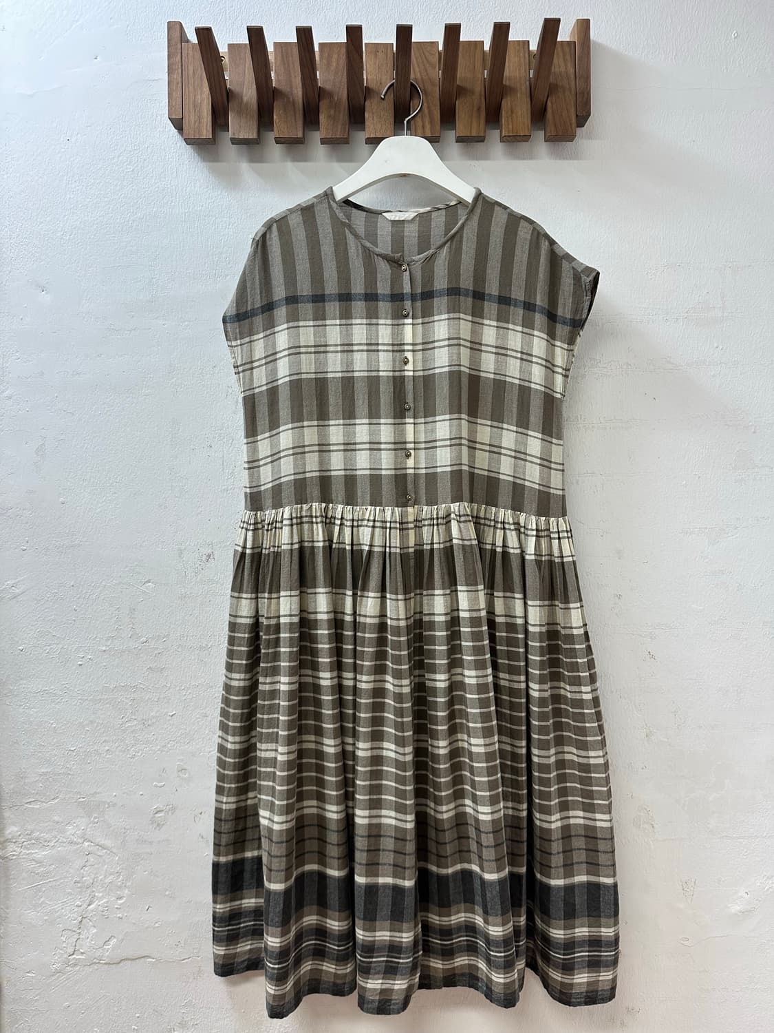 일본빈티지 Studio Clip 스튜디오클립체크 배색 코튼 반팔 원피스 상품이미지1