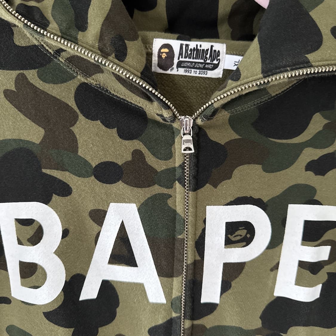 베이프 1st 카모 BAPE 스펠아웃 후드집업 녹계 XL 상품이미지2