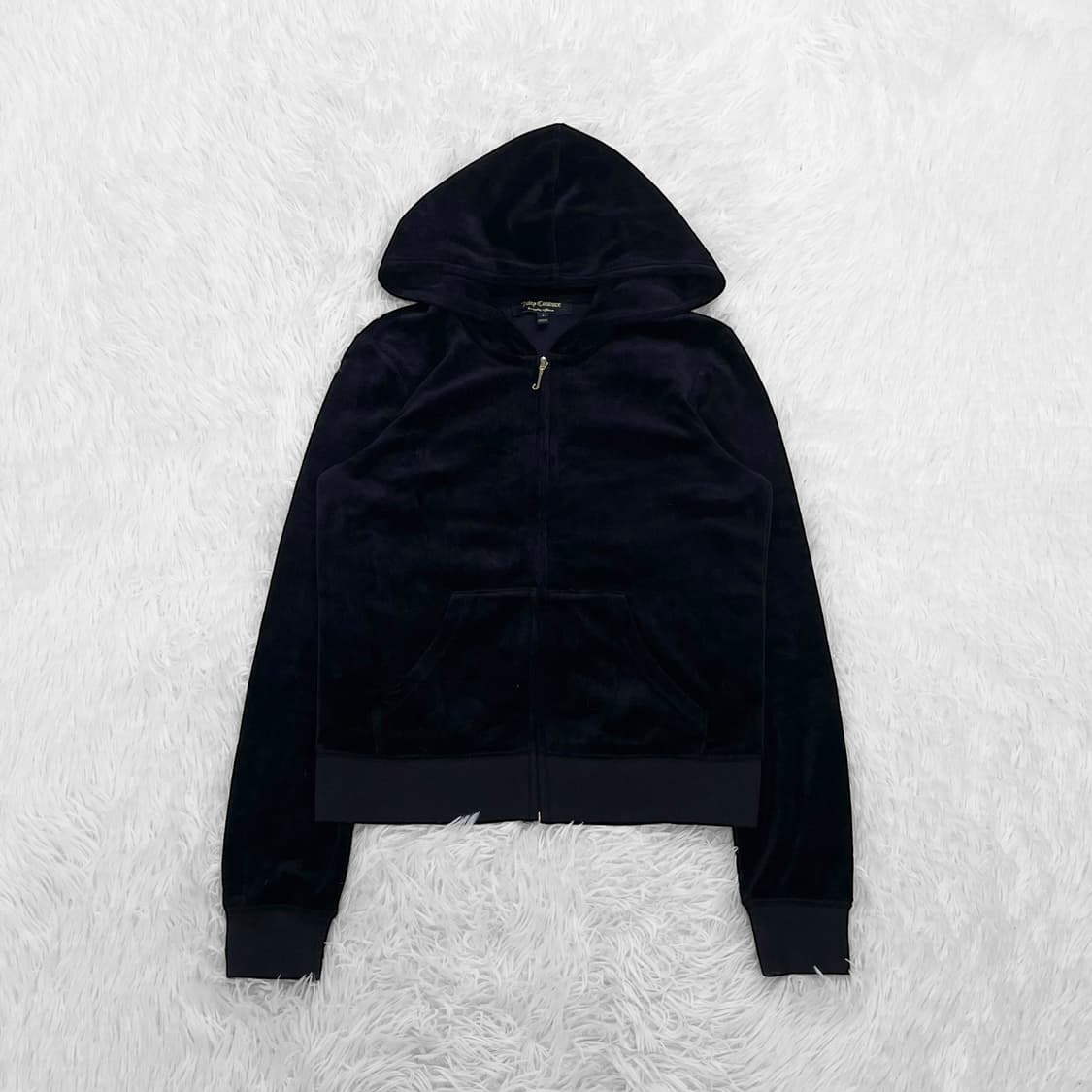 쥬시꾸띄르 글리터 벨벳 후드 집업 블랙 상품이미지3