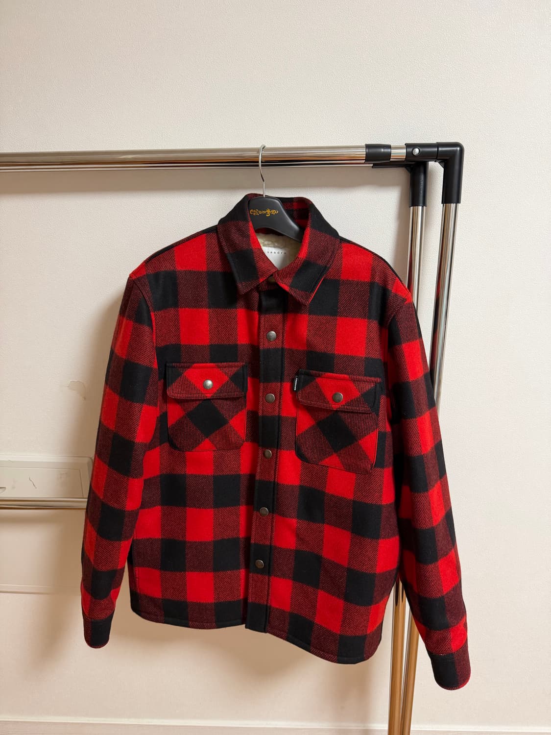 박보검 산드로옴므 체크 양털 자켓 L 상품이미지3