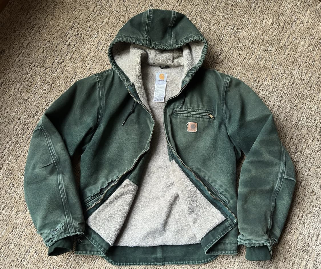 칼하트 J130 플리스 워크 후드집업 자켓 그린 M 상품이미지1
