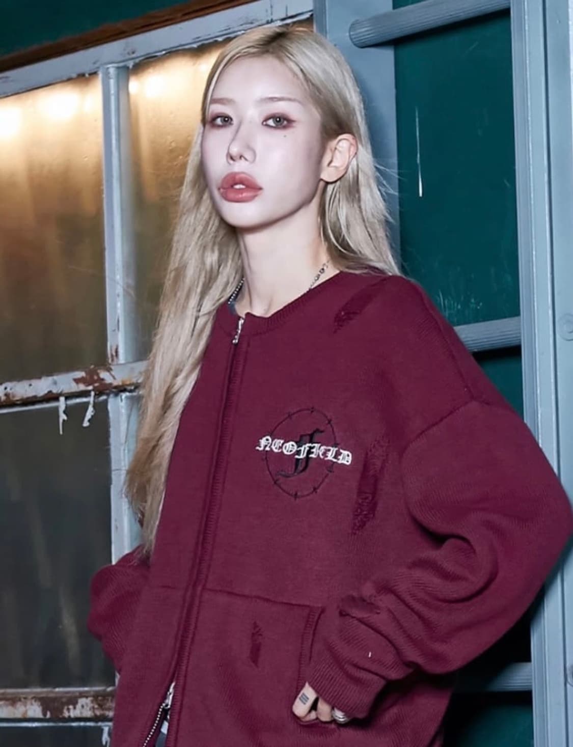 엑스톤즈 송필드 니트집업 버건디 L 상품이미지2