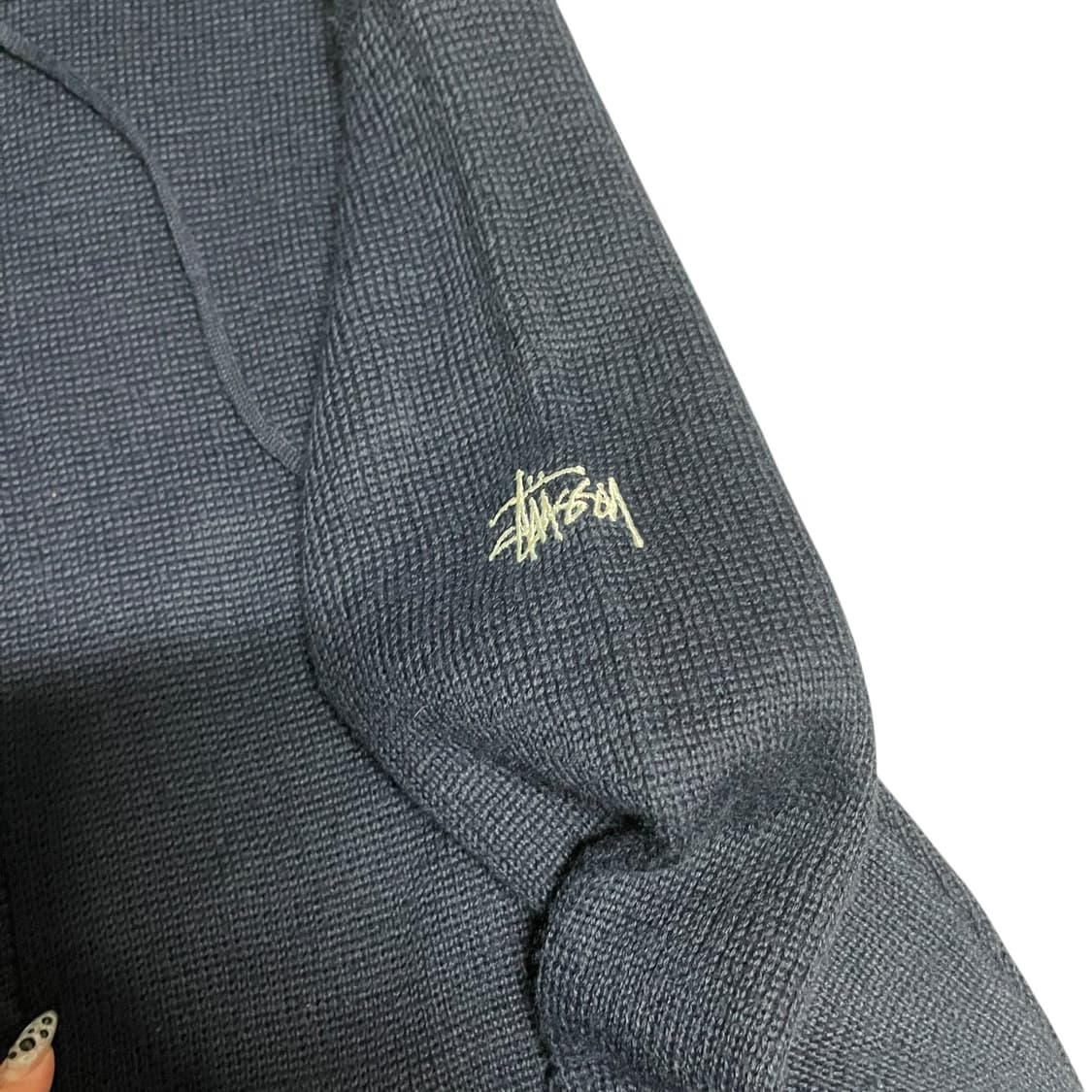 90's - 00's 스투시 네이비 니트 후드 집업  상품이미지4