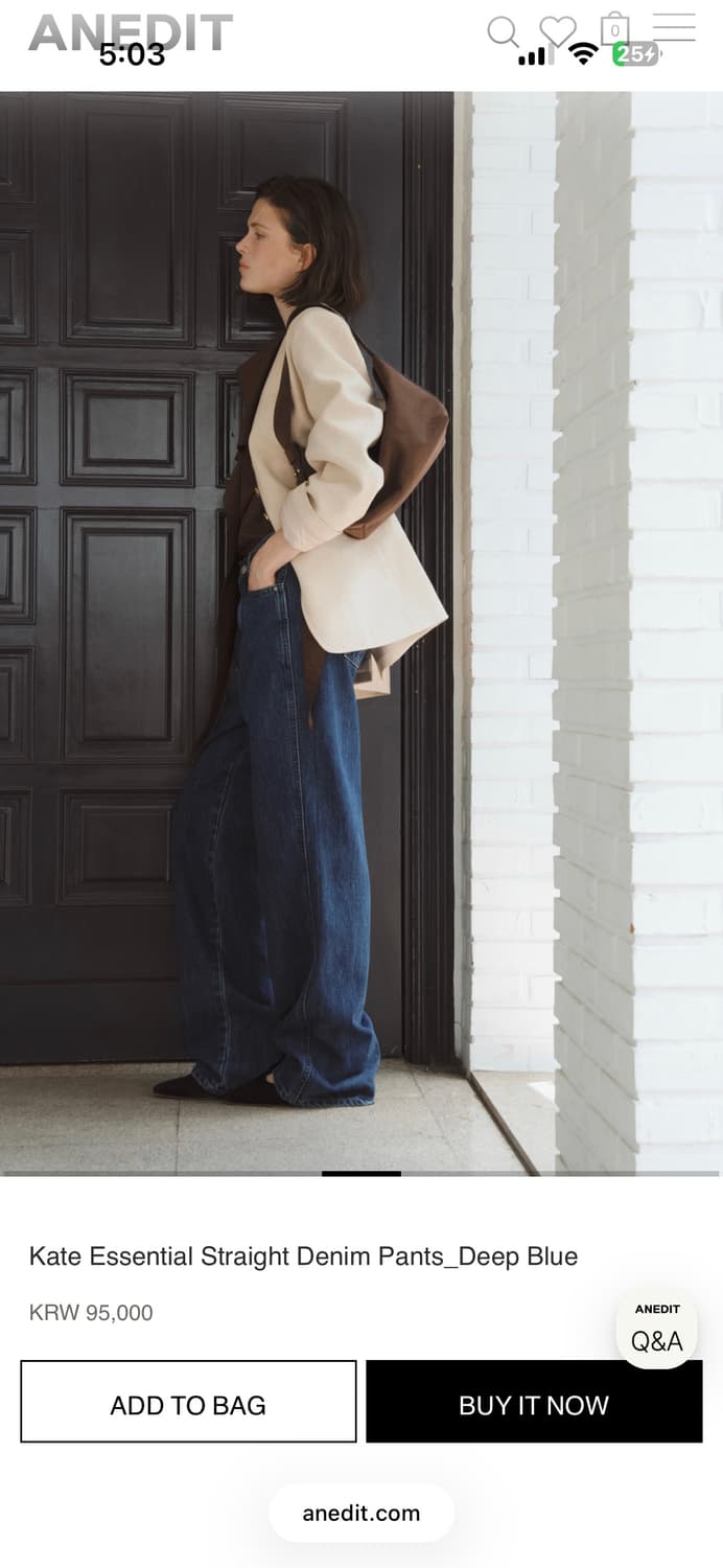 새제품 L / 언에디트 kate 에센셜 딥블루 청바지 스트레이트 데님 상품이미지5