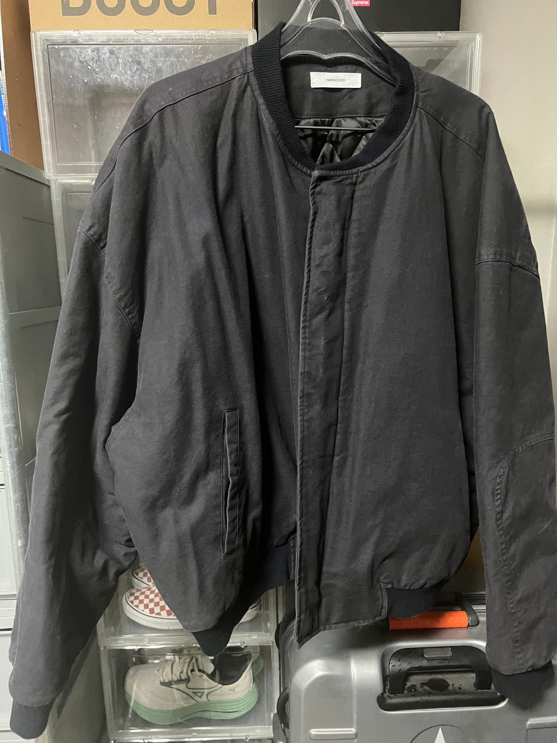 논노드 봄버 자켓 빈티지 네이버 블랙 OS 상품이미지1