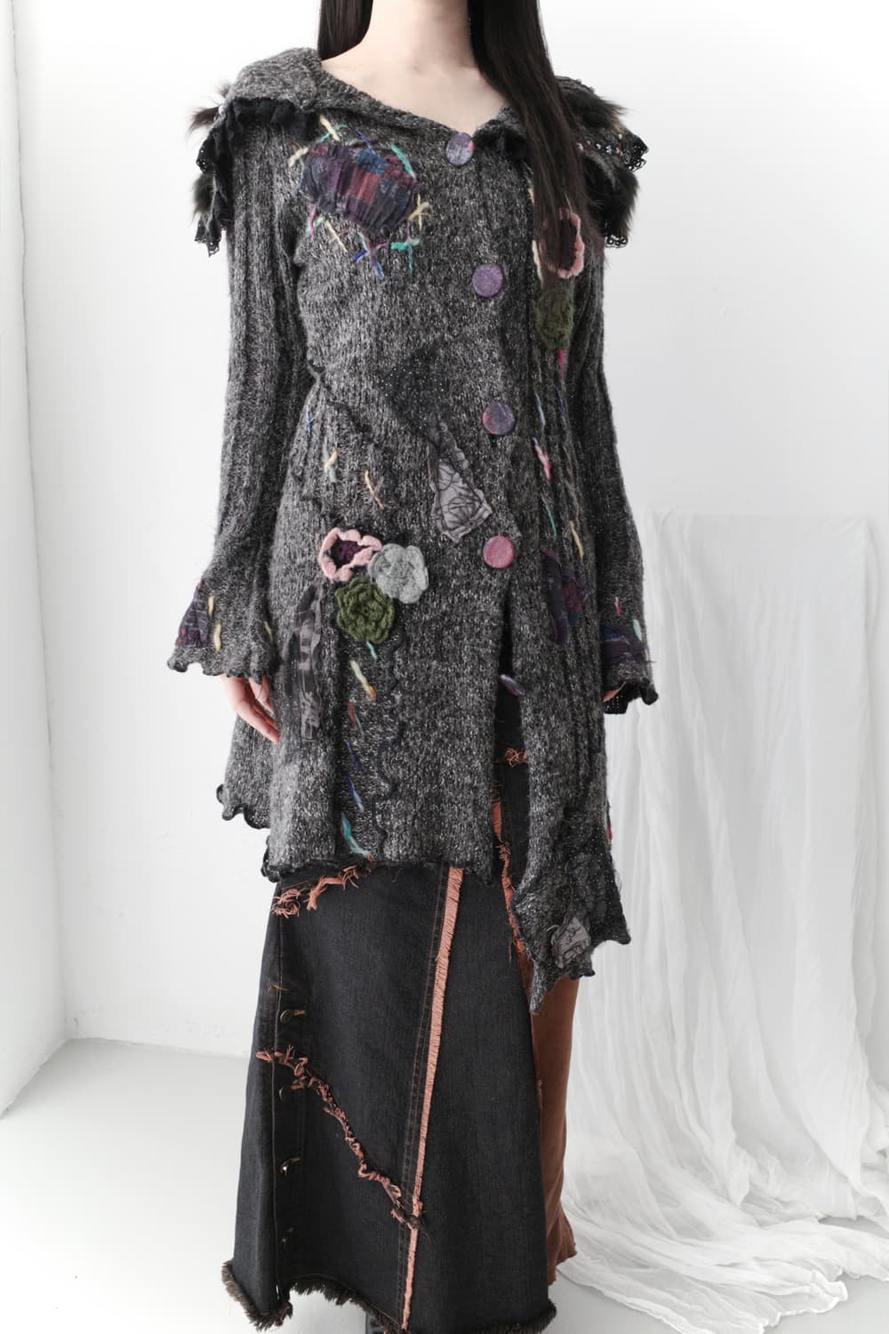 anion jeans) patch damage long skirt 상품이미지6