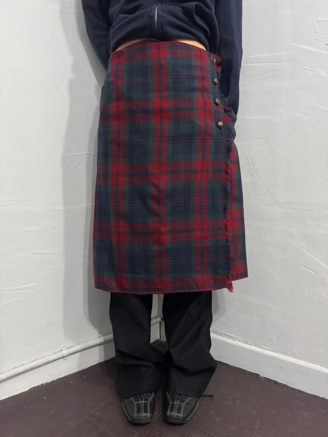 check button wool skirt 상품이미지4