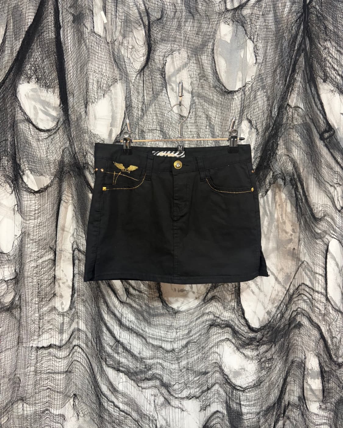 Y2k Gothic gold wing studs mini skirt 상품이미지3