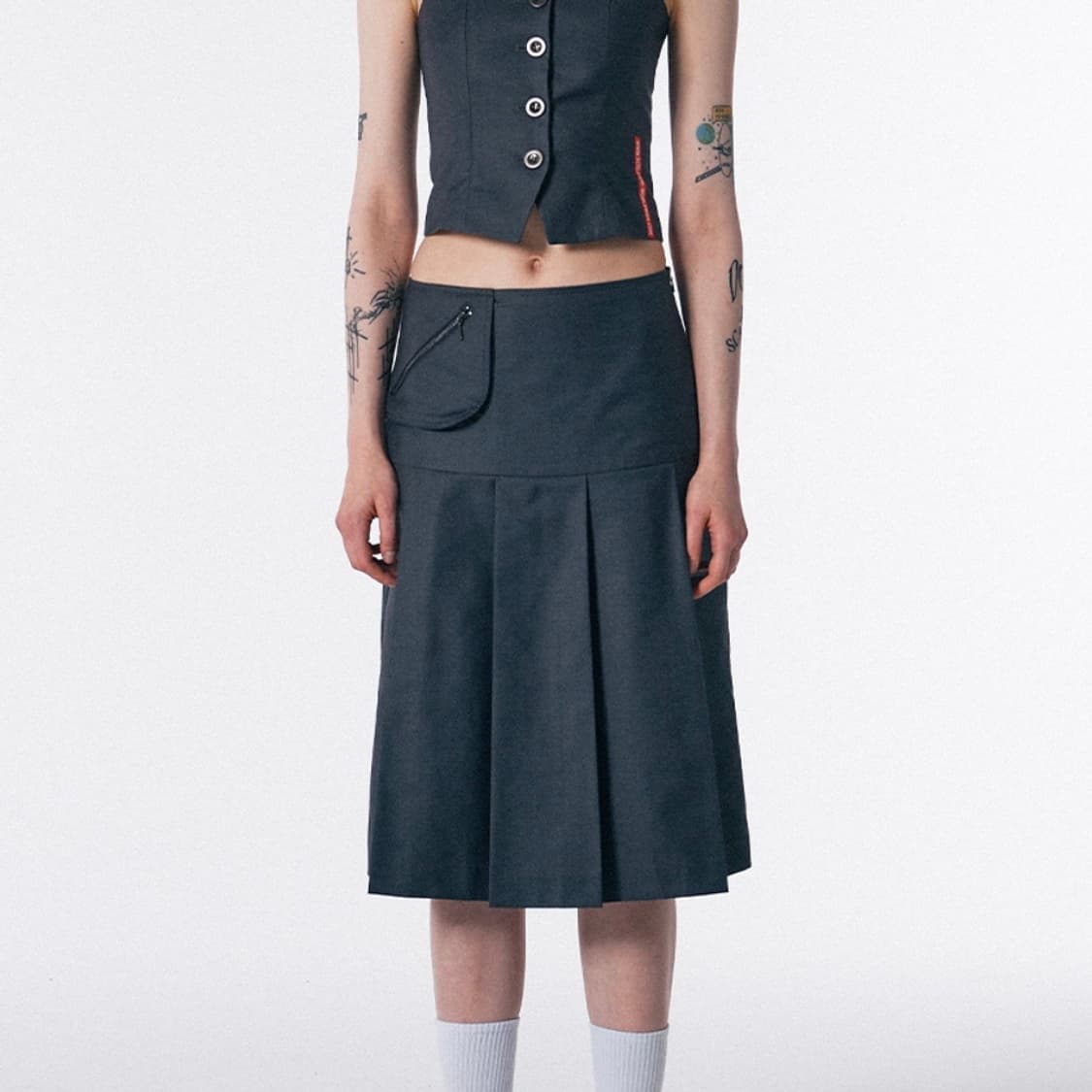 스컬프터 미디 스커트 그레이 상품이미지1