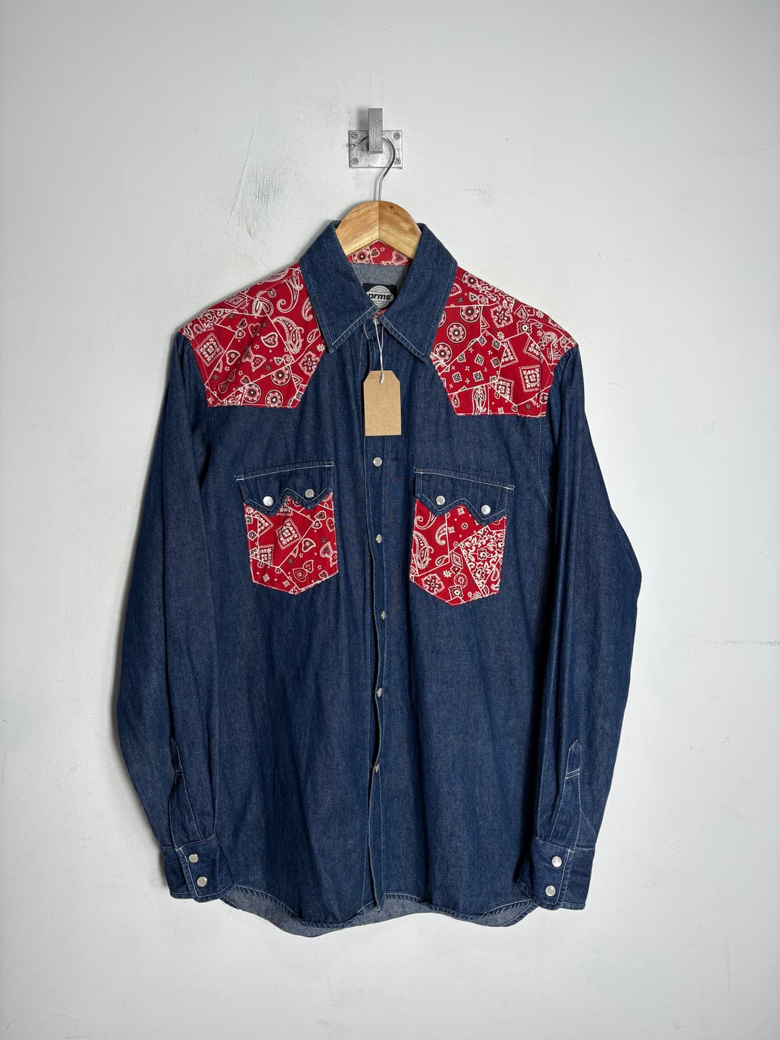 Prms 페이즐리 패턴 웨스턴 진청 데님 셔츠 상품이미지1