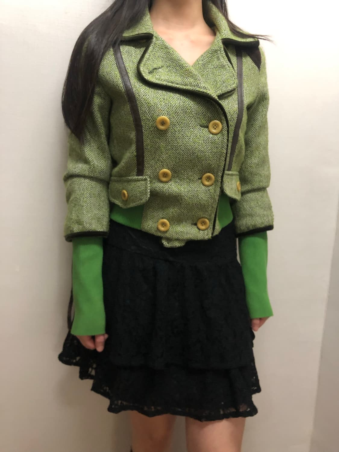 빈티지 그린 울 버튼 자켓 상품이미지6