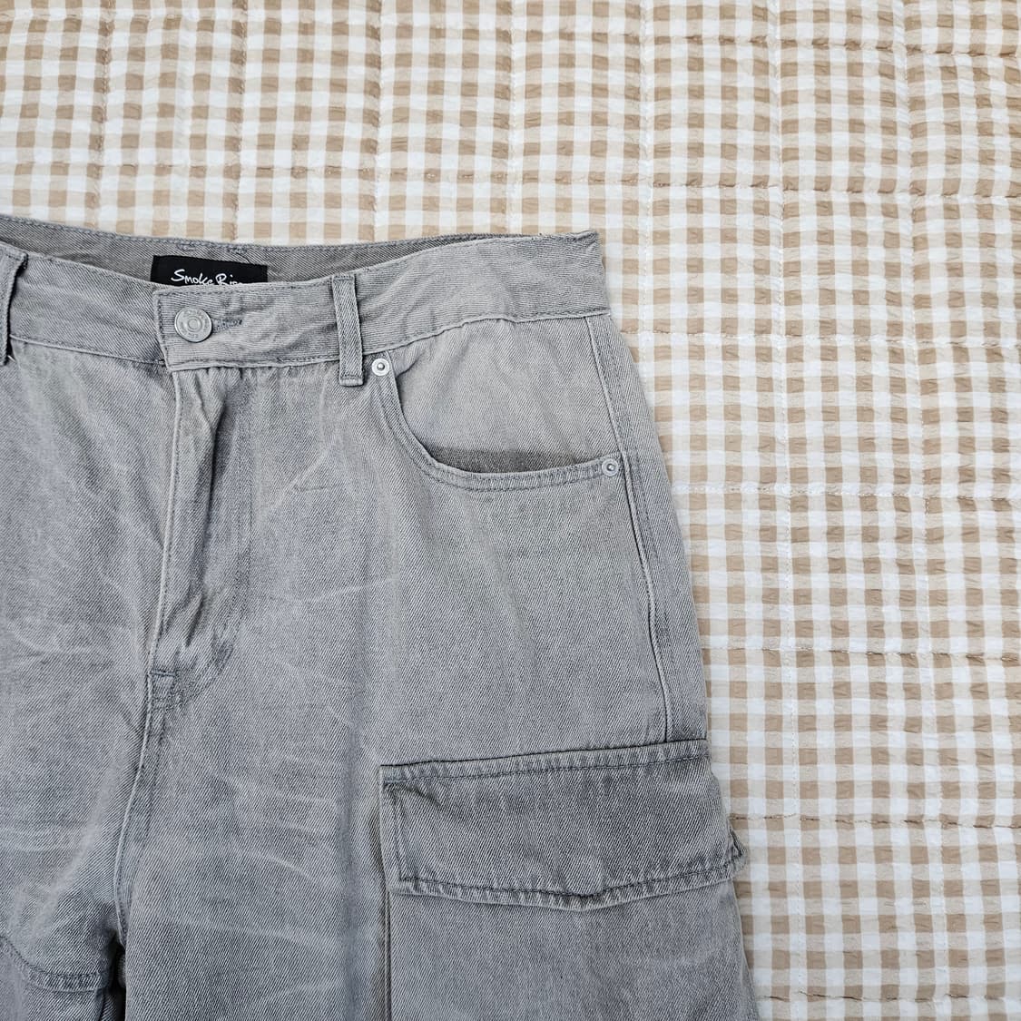 스모크라이즈 와이드 카고 면바지 남자32 상품이미지3