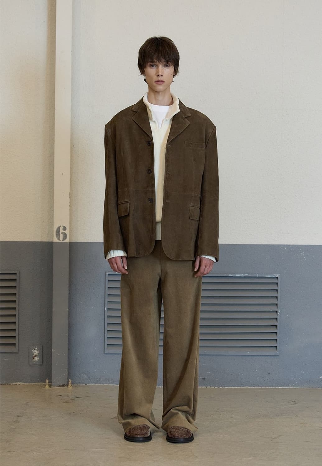 [M] STU 고트 스웨이드 블레이저 브라운 상품이미지1