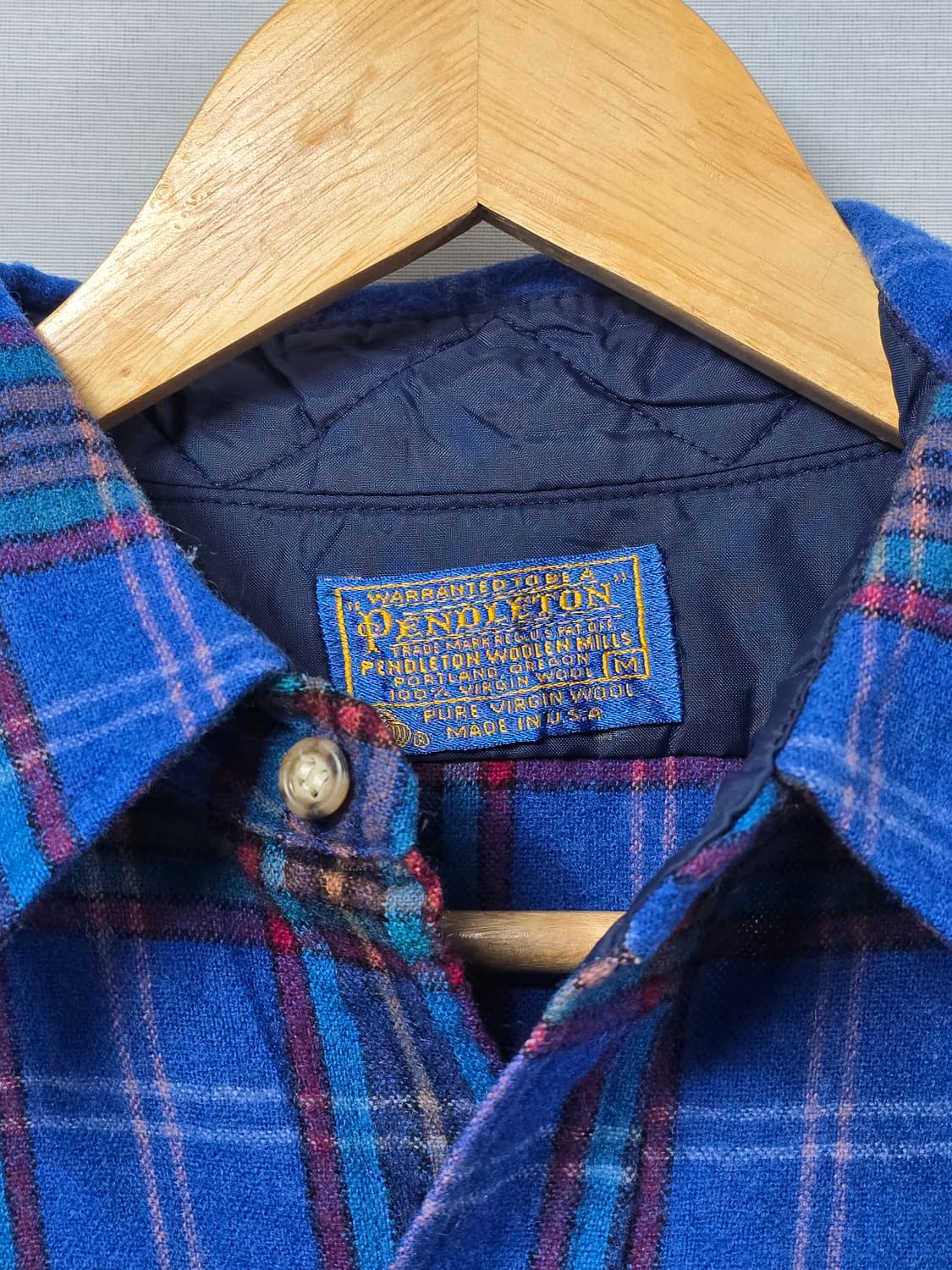 Pendleton USA 70s 펜들턴 블루 체크 버진울 셔츠 M 상품이미지3